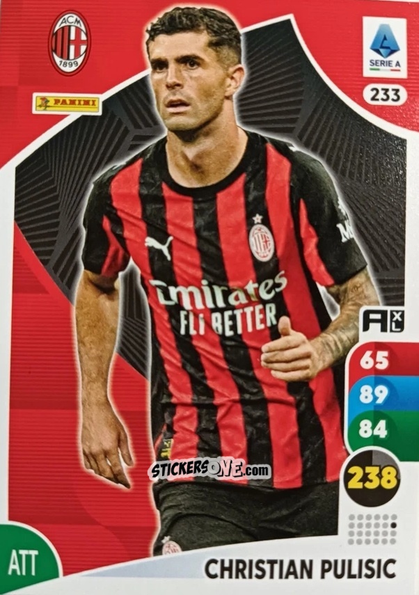Cromo Christian Pulisic - Calciatori 2025-2026. Adrenalyn Xl n. 233 - Panini