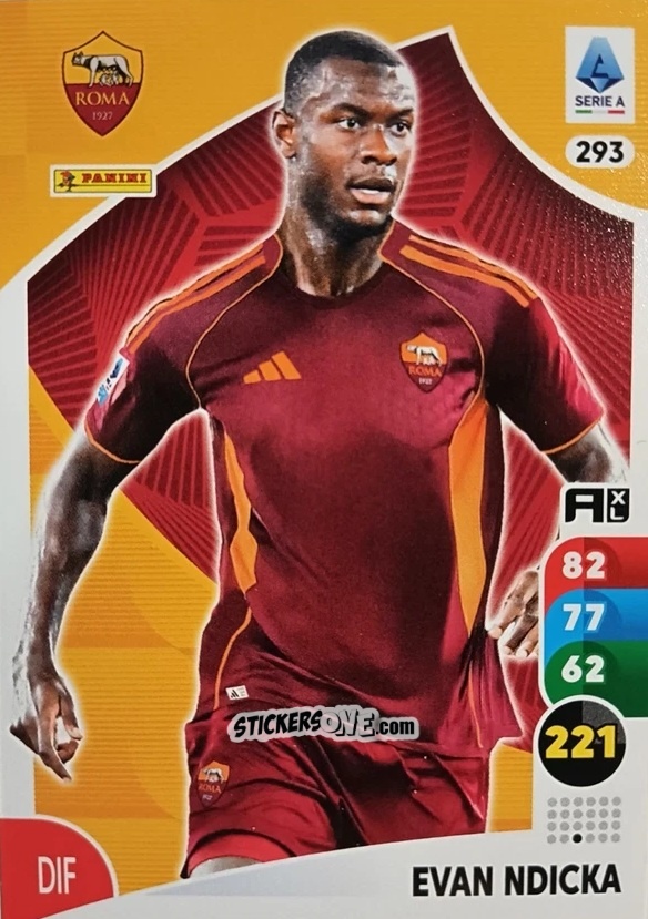 Sticker Evan Ndicka - Calciatori 2025-2026. Adrenalyn Xl n. 293 - Panini
