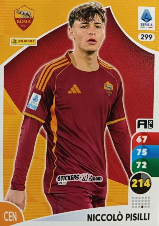 Sticker Niccolò Pisilli - Calciatori 2025-2026. Adrenalyn Xl n. 299 - Panini
