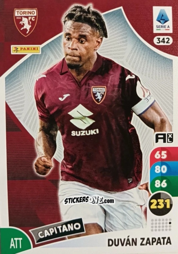 Cromo Duván Zapata - Calciatori 2025-2026. Adrenalyn Xl n. 342 - Panini