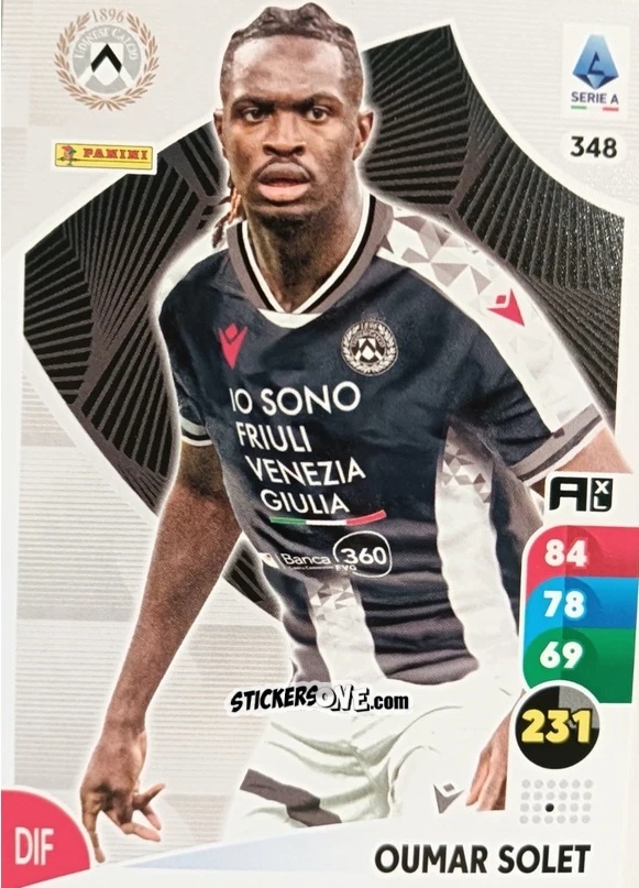 Cromo Oumar Solet - Calciatori 2025-2026. Adrenalyn Xl n. 348 - Panini