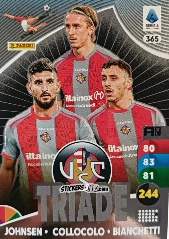 Sticker Dennis Johnsen / Michele Collocolo / Matteo Bianchetti - Calciatori 2025-2026. Adrenalyn Xl n. 365 - Panini