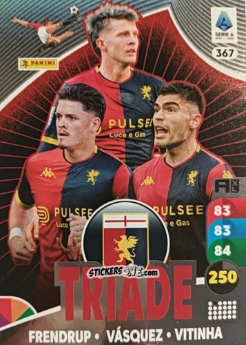 Cromo Morten Frendrup / Johan Vásquez / Vitinha - Calciatori 2025-2026. Adrenalyn Xl n. 367 - Panini