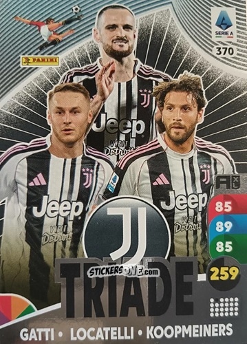 Cromo Federico Gatti / Manuel Locatelli / Teun Koopmeiners - Calciatori 2025-2026. Adrenalyn Xl n. 370 - Panini