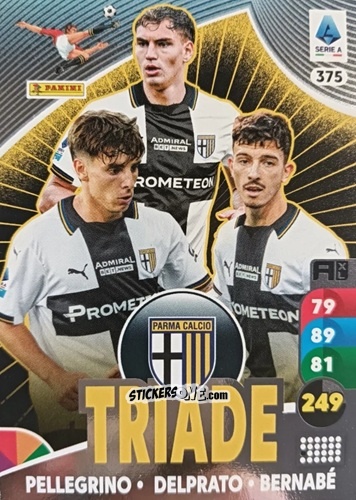 Sticker Mateo Pellegrino / Enrico Delprato / Adrián Bernabé - Calciatori 2025-2026. Adrenalyn Xl n. 375 - Panini