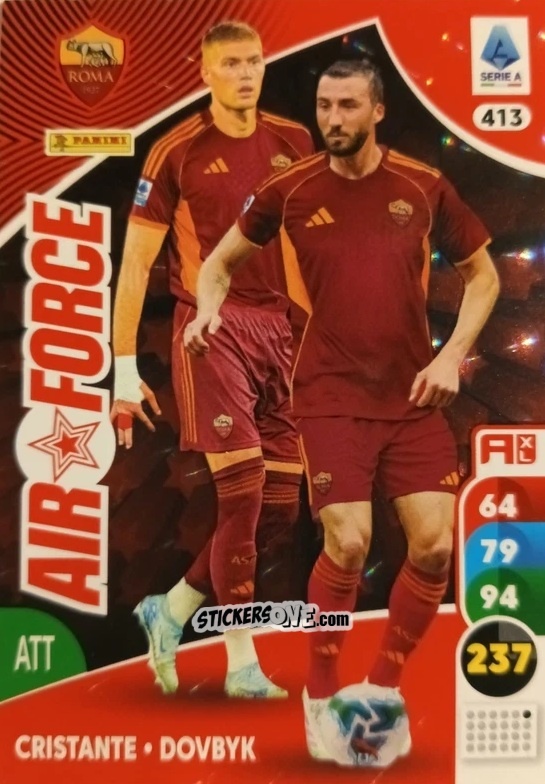 Figurina Bryan Cristante / Artem Dovbyk - Calciatori 2025-2026. Adrenalyn Xl n. 413 - Panini