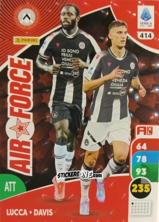 Cromo Lorenzo Lucca / Keinan Davis - Calciatori 2025-2026. Adrenalyn Xl n. 414 - Panini