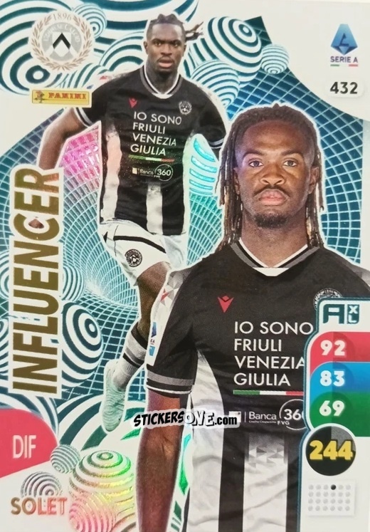 Cromo Oumar Solet - Calciatori 2025-2026. Adrenalyn Xl n. 432 - Panini