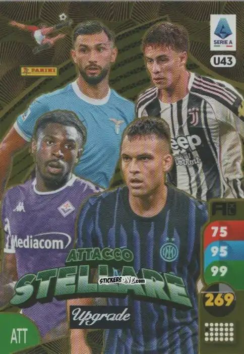 Figurina Taty Castellanos / Kenan Yldiz / Moise Kean / Lautaro Martinez - Calciatori 2025-2026. Adrenalyn Xl n. U43 - Panini
