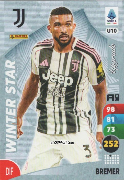 Cromo Gleison Bremer - Calciatori 2025-2026. Adrenalyn Xl n. U10 - Panini