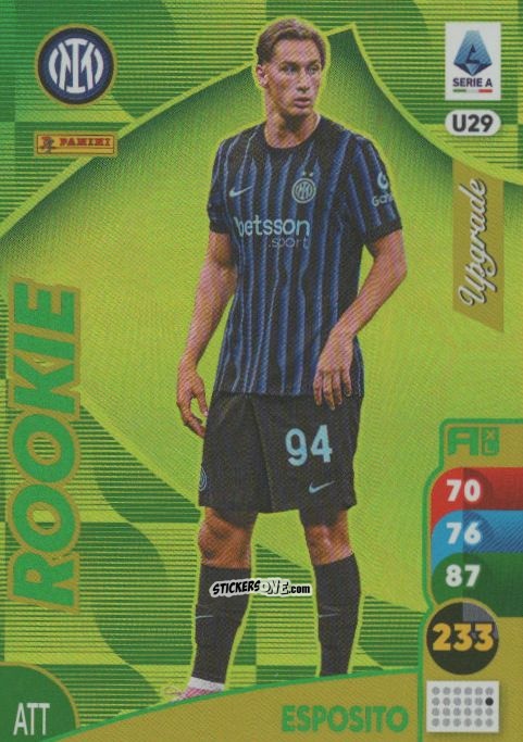 Cromo Francesco Pio Esposito - Calciatori 2025-2026. Adrenalyn Xl n. U29 - Panini
