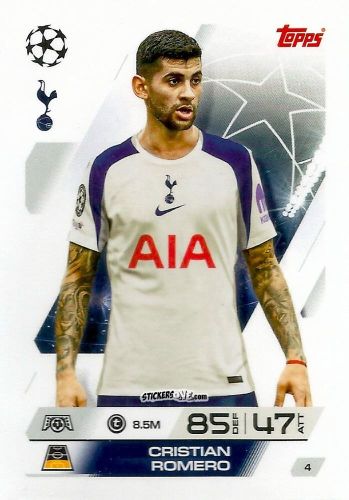 Sticker Cristian Romero - UEFA Champions League & Europa League 2025-2026. Match Attax
 n. 4 - Topps