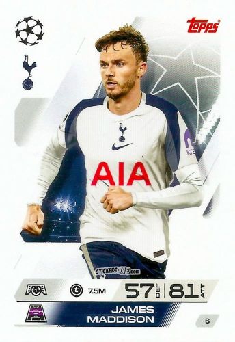 Figurina James Maddison - UEFA Champions League & Europa League 2025-2026. Match Attax
 n. 6 - Topps