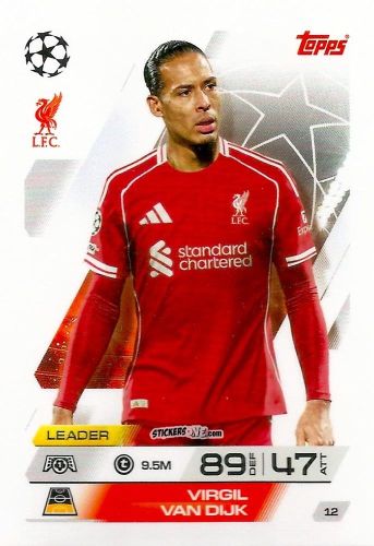Figurina Virgil van Dijk - UEFA Champions League & Europa League 2025-2026. Match Attax
 n. 12 - Topps