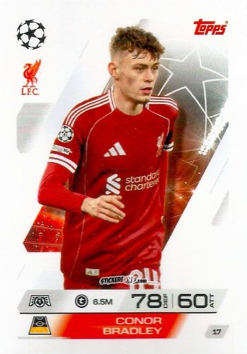 Cromo Conor Bradley - UEFA Champions League & Europa League 2025-2026. Match Attax
 n. 17 - Topps