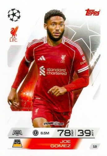 Cromo Joe Gomez - UEFA Champions League & Europa League 2025-2026. Match Attax
 n. 18 - Topps