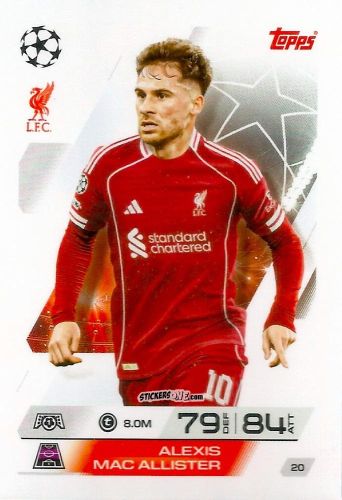 Cromo Alexis Mac Allister - UEFA Champions League & Europa League 2025-2026. Match Attax
 n. 20 - Topps