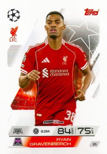 Figurina Ryan Gravenberch - UEFA Champions League & Europa League 2025-2026. Match Attax
 n. 21 - Topps