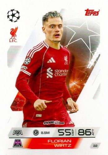 Cromo Florian Wirtz - UEFA Champions League & Europa League 2025-2026. Match Attax
 n. 22 - Topps