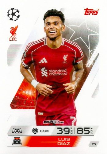 Cromo Luis Díaz - UEFA Champions League & Europa League 2025-2026. Match Attax
 n. 25 - Topps