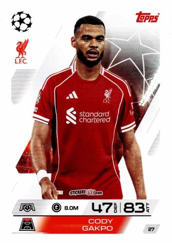 Cromo Cody Gakpo - UEFA Champions League & Europa League 2025-2026. Match Attax
 n. 27 - Topps