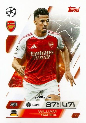 Sticker William Saliba - UEFA Champions League & Europa League 2025-2026. Match Attax
 n. 30 - Topps