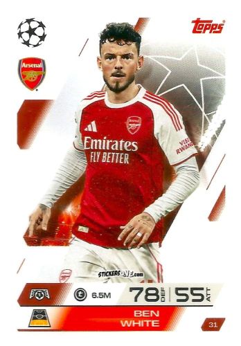 Sticker Ben White - UEFA Champions League & Europa League 2025-2026. Match Attax
 n. 31 - Topps