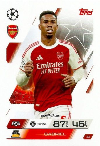 Sticker Gabriel - UEFA Champions League & Europa League 2025-2026. Match Attax
 n. 32 - Topps