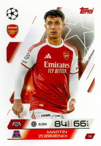 Cromo Martín Zubimendi - UEFA Champions League & Europa League 2025-2026. Match Attax
 n. 36 - Topps