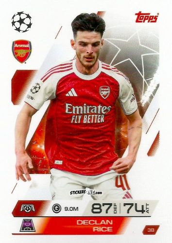 Cromo Declan Rice - UEFA Champions League & Europa League 2025-2026. Match Attax
 n. 38 - Topps