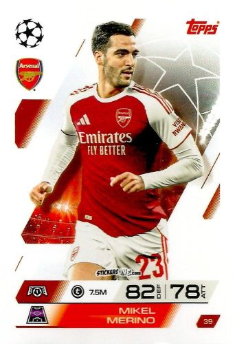Sticker Mikel Merino - UEFA Champions League & Europa League 2025-2026. Match Attax
 n. 39 - Topps