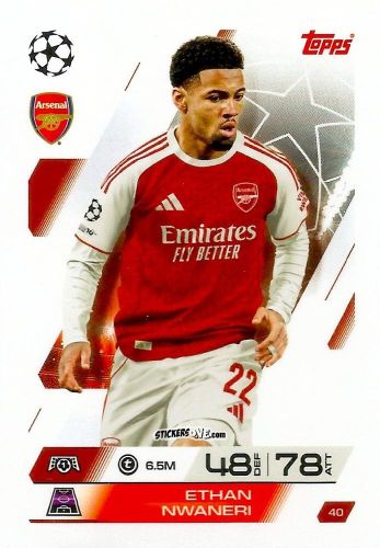 Sticker Ethan Nwaneri - UEFA Champions League & Europa League 2025-2026. Match Attax
 n. 40 - Topps
