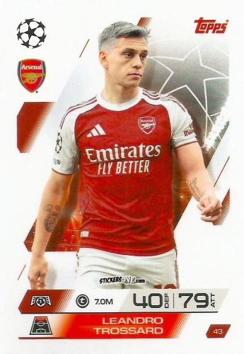 Sticker Leandro Trossard - UEFA Champions League & Europa League 2025-2026. Match Attax
 n. 43 - Topps
