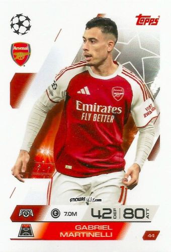 Sticker Gabriel Martinelli - UEFA Champions League & Europa League 2025-2026. Match Attax
 n. 44 - Topps