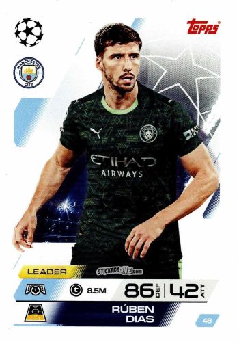 Figurina Rúben Dias - UEFA Champions League & Europa League 2025-2026. Match Attax
 n. 48 - Topps