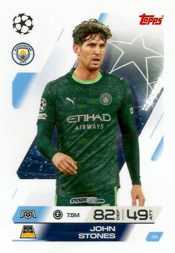 Sticker John Stones - UEFA Champions League & Europa League 2025-2026. Match Attax
 n. 49 - Topps