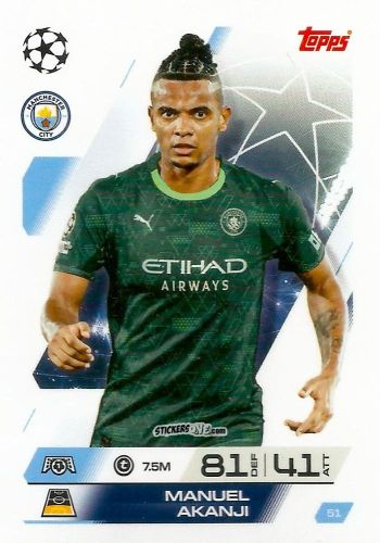 Figurina Manuel Akanji - UEFA Champions League & Europa League 2025-2026. Match Attax
 n. 51 - Topps