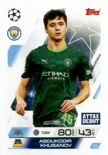 Sticker Abdukodir Khusanov - UEFA Champions League & Europa League 2025-2026. Match Attax
 n. 53 - Topps
