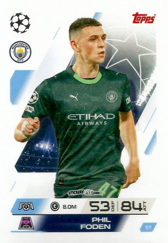 Cromo Phil Foden - UEFA Champions League & Europa League 2025-2026. Match Attax
 n. 57 - Topps