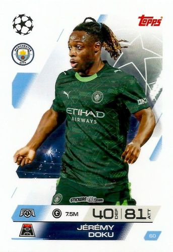 Cromo Jérémy Doku - UEFA Champions League & Europa League 2025-2026. Match Attax
 n. 60 - Topps