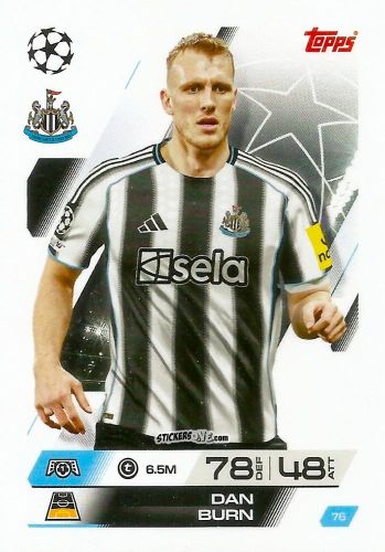 Sticker Dan Burn - UEFA Champions League & Europa League 2025-2026. Match Attax
 n. 76 - Topps