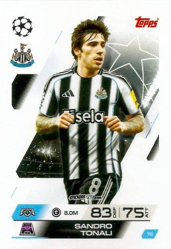 Sticker Sandro Tonali - UEFA Champions League & Europa League 2025-2026. Match Attax
 n. 78 - Topps
