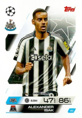 Sticker Alexander Isak - UEFA Champions League & Europa League 2025-2026. Match Attax
 n. 80 - Topps