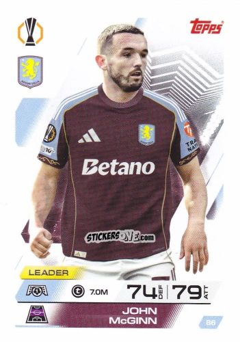 Cromo John McGinn - UEFA Champions League & Europa League 2025-2026. Match Attax
 n. 86 - Topps