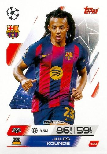 Sticker Jules Koundé - UEFA Champions League & Europa League 2025-2026. Match Attax
 n. 103 - Topps