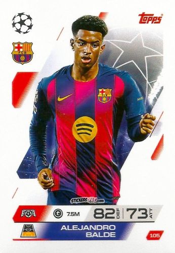 Sticker Alejandro Balde - UEFA Champions League & Europa League 2025-2026. Match Attax
 n. 105 - Topps