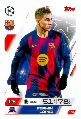 Figurina Fermín López - UEFA Champions League & Europa League 2025-2026. Match Attax
 n. 108 - Topps
