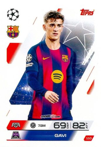 Sticker Gavi - UEFA Champions League & Europa League 2025-2026. Match Attax
 n. 110 - Topps