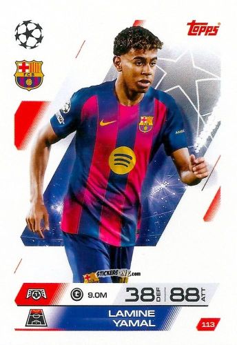 Figurina Lamine Yamal - UEFA Champions League & Europa League 2025-2026. Match Attax
 n. 113 - Topps