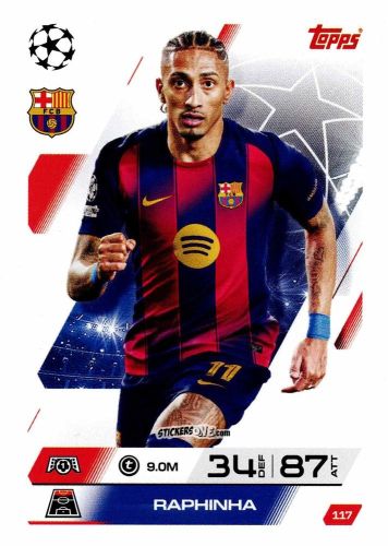 Sticker Raphinha - UEFA Champions League & Europa League 2025-2026. Match Attax
 n. 117 - Topps